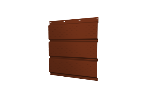 Софит металлический полная перфорация 0,5 Satin с пленкой RAL 3009 оксидно-красный