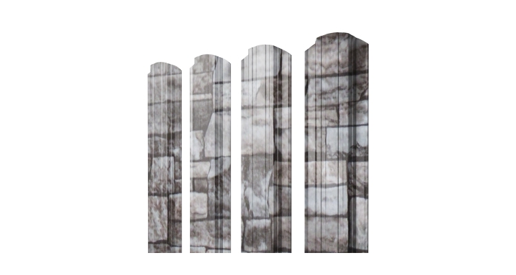 Штакетник Прямоугольный фигурный 0,45 Print Elite Fine Stone TwinColor