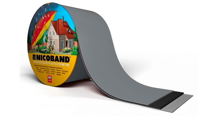 Лента герметизирующая Технониколь Nicoband самоклеящаяся 3мх15см, темно-серая