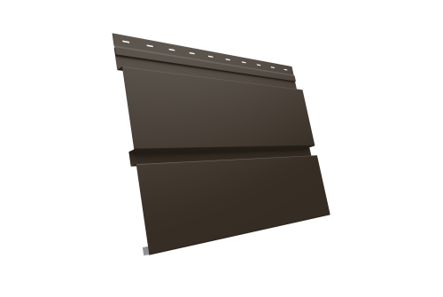 Софит металлический Квадро Брус без перфорации 0,45 PE с пленкой RR 32 темно-коричневый