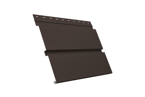 Софит металлический Квадро Брус с перфорацией 0,45 PE с пленкой RR 32 темно-коричневый