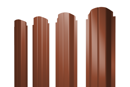 Штакетник П-образный А фигурный 0,5 Satin RAL 8004 терракота